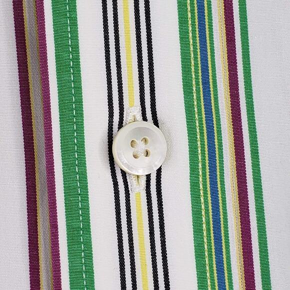 Polo Ralph Lauren Shirt Oxford Men's 16.5 Large LS Button Down Vtg Stripe Multi - Picture 9 of 10